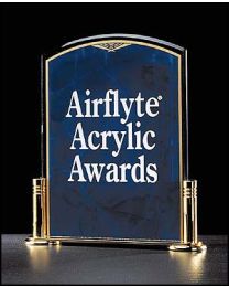 Airflyte Marble Design Series 3/16" Thick Acrylic Award On A Gold Metal Base With Columns In Choice Of Marble Colors