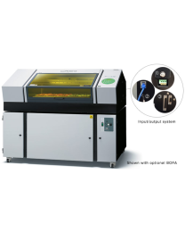 LEF-300 flatbed printer shown with optional BOFA